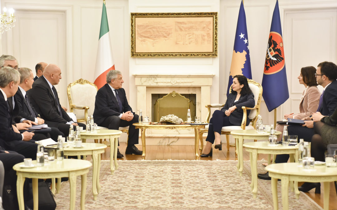Presidentja Osmani merr mbështetje nga zv.kryministri Tajani për liberalizimin e vizave dhe anëtarësimin në KE